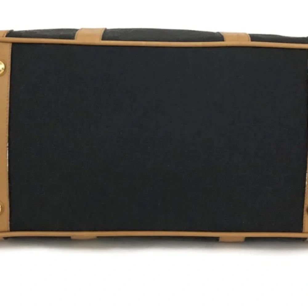 GUCCI GG vintage/rare Logo Canvas Leather Boston Travel/HandBag-Blk/Tan:COA